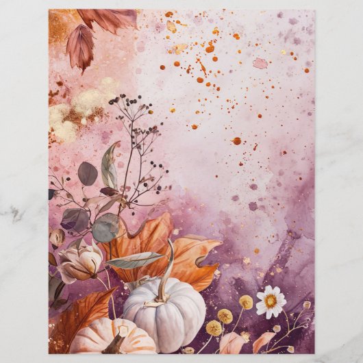 水色かぼちゃ秋柄スクラップブック紙 (正面)