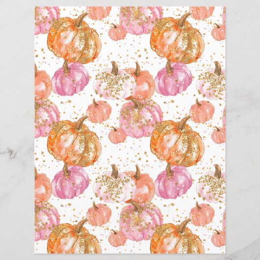 水色かぼちゃ秋柄スクラップブック紙 (正面)