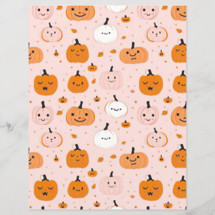 水色かぼちゃ秋柄スクラップブック紙