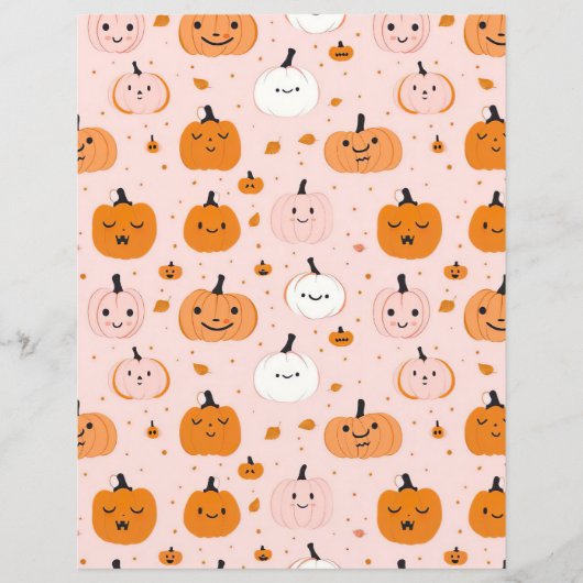 水色かぼちゃ秋柄スクラップブック紙 (正面)