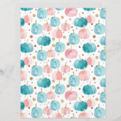 水色かぼちゃ秋柄スクラップブック紙 (正面/裏面)