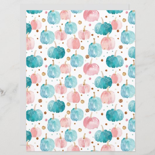 水色かぼちゃ秋柄スクラップブック紙 (正面/裏面)