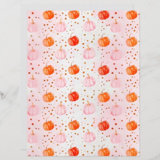 水色かぼちゃ秋柄スクラップブック紙 (正面/裏面)