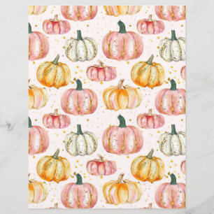 水色かぼちゃ秋柄スクラップブック紙