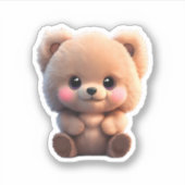 水色かわいいテディベア シール (正面)