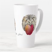 水色かわいいハリネズミとリンゴ カフェラテマグ (右アングル)