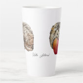 水色かわいいハリネズミとリンゴ カフェラテマグ (正面)