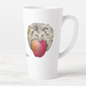 水色かわいいハリネズミとリンゴ カフェラテマグ (右)