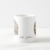 水色かわいいハリネズミとリンゴ コーヒーマグカップ (中央)