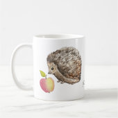 水色かわいいハリネズミとリンゴ コーヒーマグカップ (左)