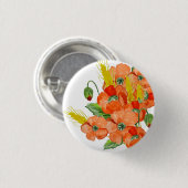 水色かわいいポピーの花キーチェーン 缶バッジ (正面&裏面)