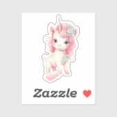 水色かわいいユニコーン シール (シート)