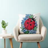 水色かわいいラディバグと青い野生の花 クッション (椅子)