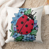 水色かわいいラディバグと青い野生の花 クッション (ブランケット)