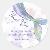 水色かわいい人魚の尾ありがとうシール ラウンドシール (正面)