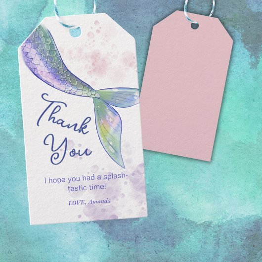 水色かわいい人魚の尾ありがとう ギフトタグ