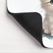 水色かわいい子猫と青い目 マウスパッド (コーナー)