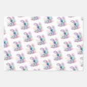 水色かわいい紫とターコイズマーメイド ラッピングペーパーシート (正面2)