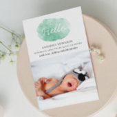 水色かわいい緑。男女兼用誕生 案内状