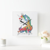 水色かわいい虹のユニコーン スクエア壁時計 (ホーム)