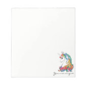 水色かわいい虹のユニコーン ノートパッド (正面)