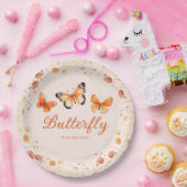 水色かわいい蝶のフローラ女の子の赤ちゃんシャワー ペーパープレート (パーティー)