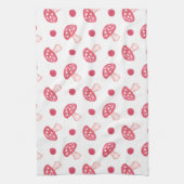 水色かわいい赤いキノコと水玉模様 キッチンタオル (縦)