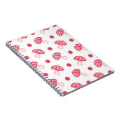 水色かわいい赤いキノコと水玉模様 ノートブック (右側)
