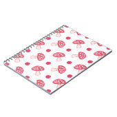 水色かわいい赤いキノコと水玉模様 ノートブック (左側)