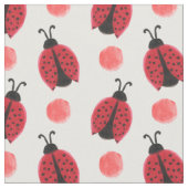 水色かわいい赤いラディバグ水玉模様 ファブリック (クローズアップ)