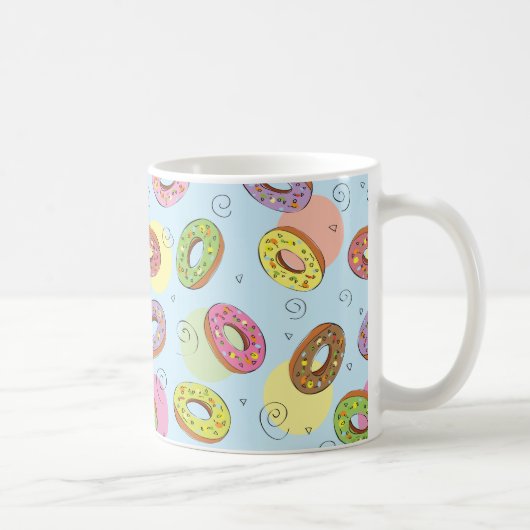 水色かわいらしドーナツパターン青 コーヒーマグカップ (右)