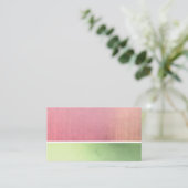 水色かわいらしピンクと緑デザイン 名刺 (スタンド正面)