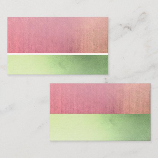 水色かわいらしピンクと緑デザイン 名刺 (正面/裏面)