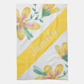 水色かわいらしフローラコットン茶タオル キッチンタオル (縦)