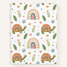 水色かわいらし亀とレインボーパターン