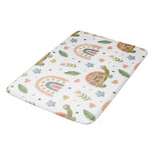 水色かわいらし亀とレインボーパターン バスマット (アングル)