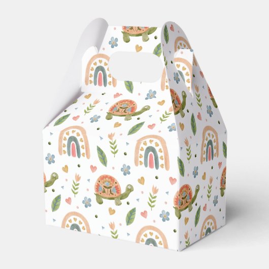水色かわいらし亀とレインボーパターン フェイバーボックス (裏面サイド)