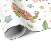 水色かわいらし亀とレインボーパターン ラッピングペーパー (ロールコーナー)