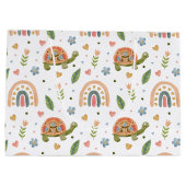 水色かわいらし亀とレインボーパターン ラージペーパーバッグ (裏面)