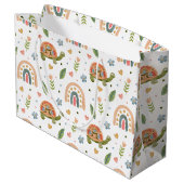 水色かわいらし亀とレインボーパターン ラージペーパーバッグ (裏面アングル)