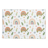 水色かわいらし亀とレインボーパターン 枕カバー (裏面)