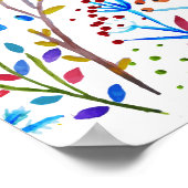 水色かわいらし冬葉模様デザイン ポスター (角)