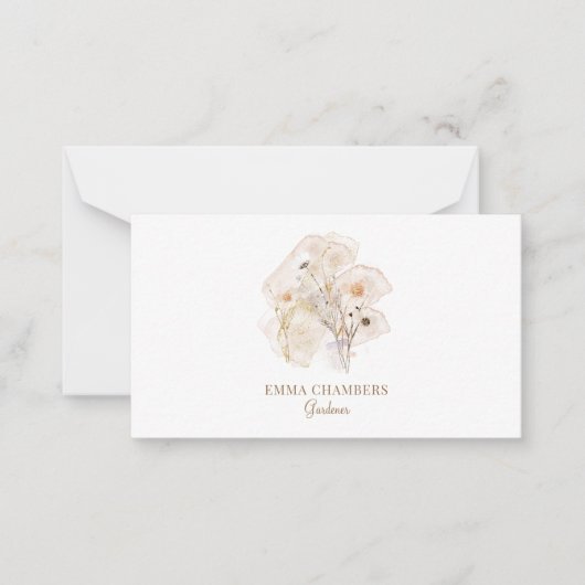 水色かわいらし押し素朴花庭師 ノートカード (正面)