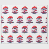 水色きのこ模様包み紙 ラッピングペーパー (フラット)