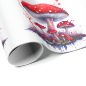 水色きのこ模様包み紙 ラッピングペーパー (ロールコーナー)