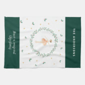 水色くるみ割りかわいい家族のクリスマス キッチンタオル (横)