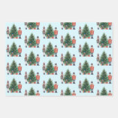 水色くるみ割りとクリスマスツリー ラッピングペーパーシート (正面2)