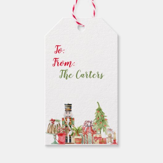 水色くるみ割りをテーマにしたクリスマスプレゼントラベル ギフトタグ (正面)