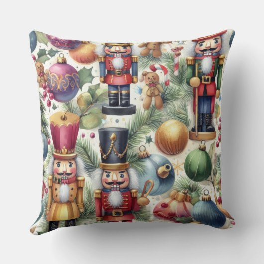 水色くるみ割りカークリスマスモチーフ クッション (裏面)