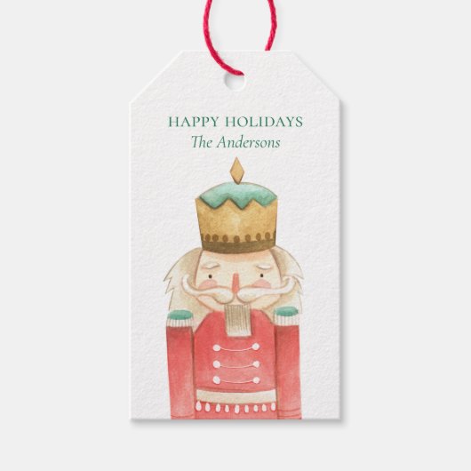 水色くるみ割りカーホリークリスマスホリデー ギフトタグ (正面)